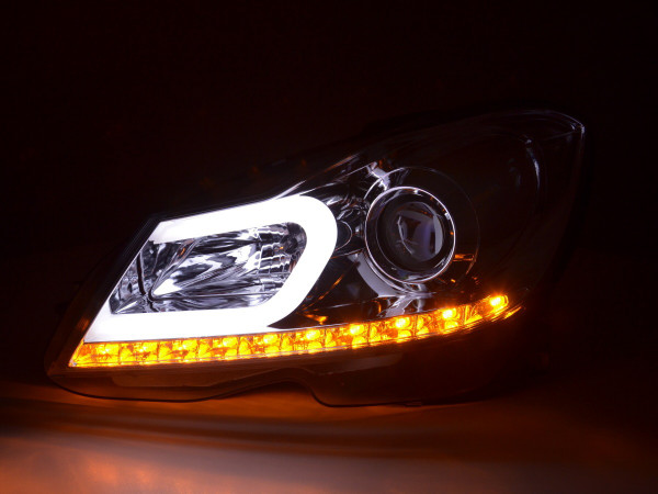 Led Light Tube Scheinwerfer in chrom für Mercedes C Klasse W204 2011-2014