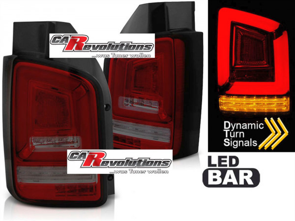 Led dynamische Blinker LightBar Rückleuchten in rot matt für VW T5 GP 2010-2015