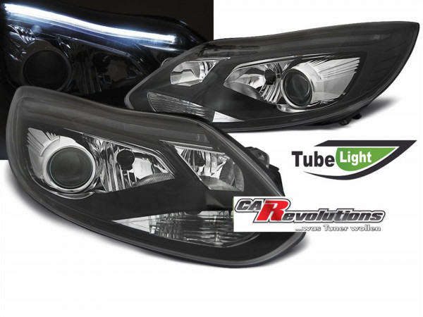 LED Light Tube Scheinwerfer in schwarz für Ford Focus MK3 11-10.2014