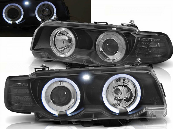 Angel Eyes Scheinwerfer Set in schwarz für BMW E38 09.98-07.2001