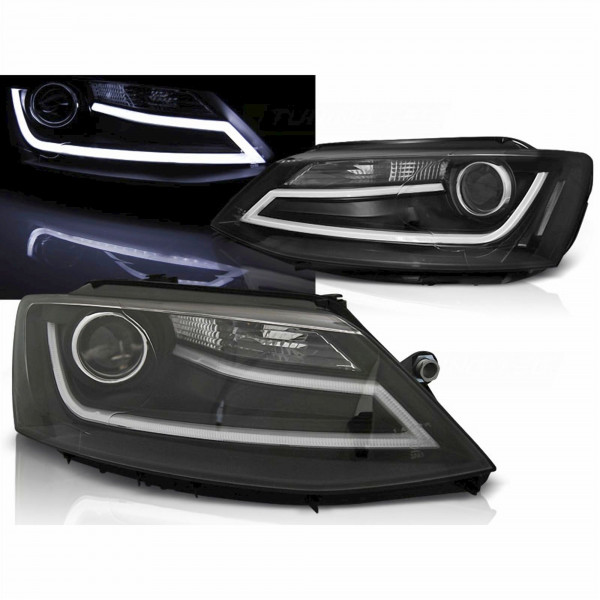 LED Light Tube Tagfahrlicht Scheinwerfer in schwarz für VW Jetta 1.11-18