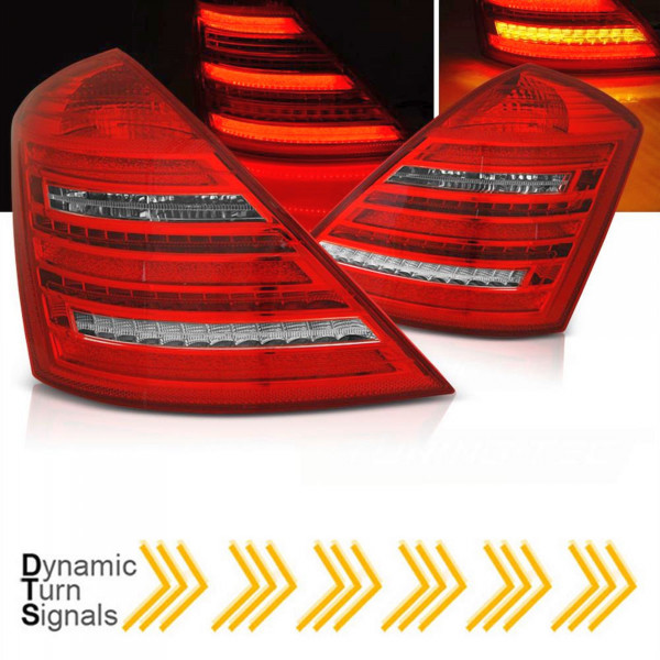 Dynamische LED Rückleuchten rot im 222 Design für Mercedes W221 S Klasse 2005-2009