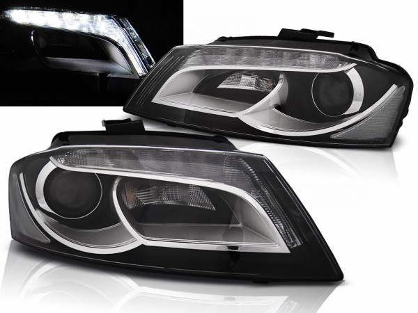 LED Tagfahrlicht Scheinwerfer in schwarz für Audi A3 8P 2008--2012