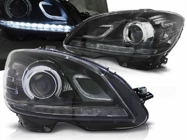Für Mercedes W204 07-10 - LED Scheinwerfer in schwarz