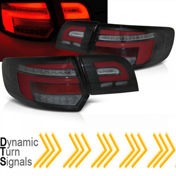 LED dynamische Rückleuchten Red Bar Set für Audi A3 8P Sportback 2009 bis 2012 schwarz