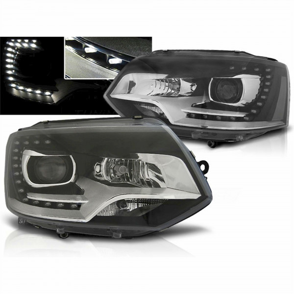 LED Tagfahrlicht Scheinwerfer Set für VW T5 GP 2009-2015 schwarz