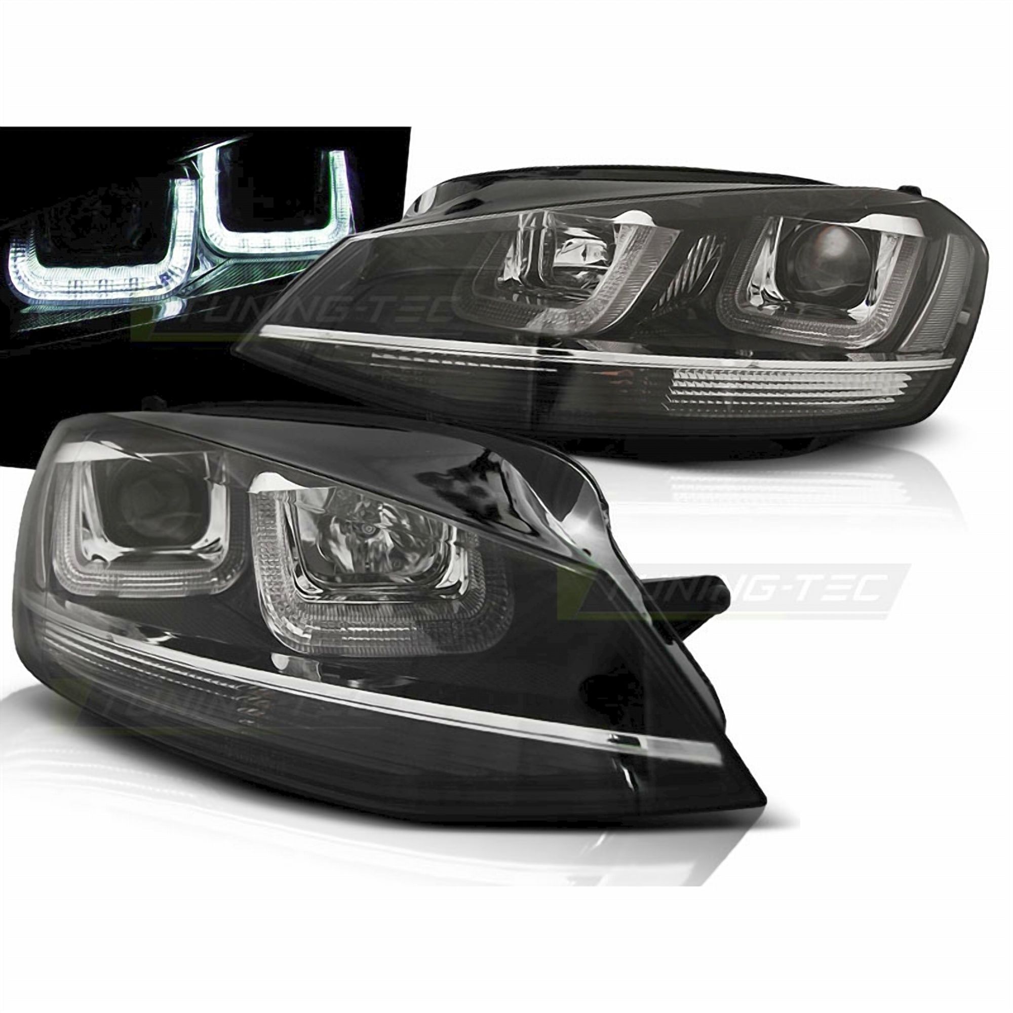 LED chrom Silver Line Tagfahrlicht Scheinwerfer in schwarz für VW Golf 7  VII 11.2012-2017, Für VW Golf 7, Für VW Golf, Für VW, Beleuchtung