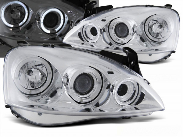 LED Angel Eyes Scheinwerfer für Opel Corsa C 01-06 chrom