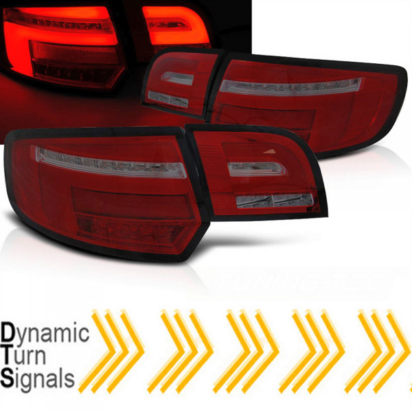 LED dynamische Rückleuchten Set für Audi A3 8P FL Sportback 2009 bis 2012 in rot smoke
