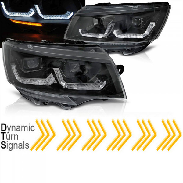 Dynamische Tagfahrlicht Scheinwerfer in schwarz für VW T6.1 ab 2020 LED Blinker