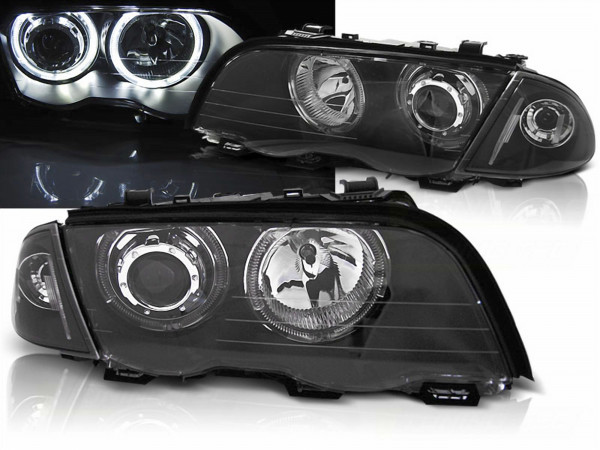 LED Angel Eyes Scheinwerfer Set schwarz für BMW 3er E46 05.1998-08.2001 Limo Touring