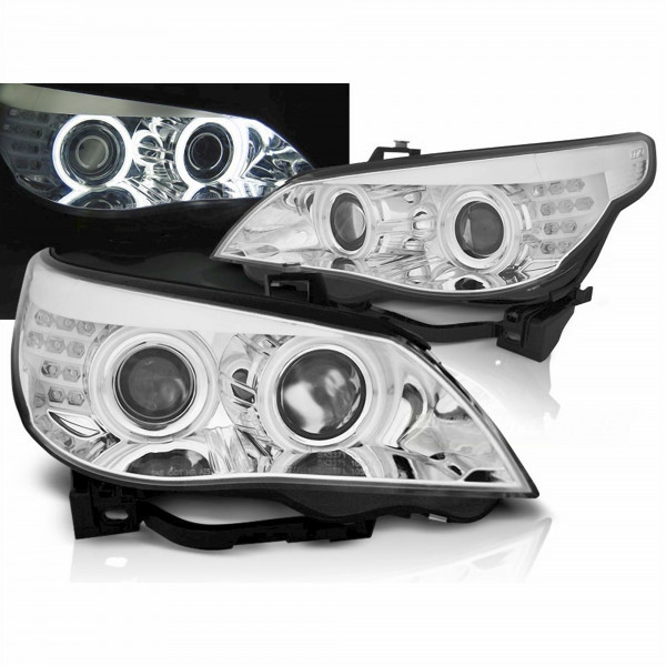 CCFL Angel Eyes Scheinwerfer LED Blinker chrom für BMW E60/E61 03-07