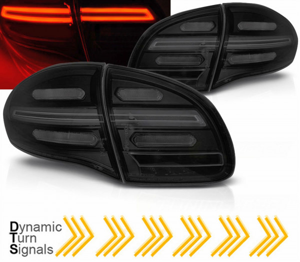 Voll LED dynamische Blinker Rückleuchten Set Für Porsche Cayenne 92A schwarz matt 2010-2015