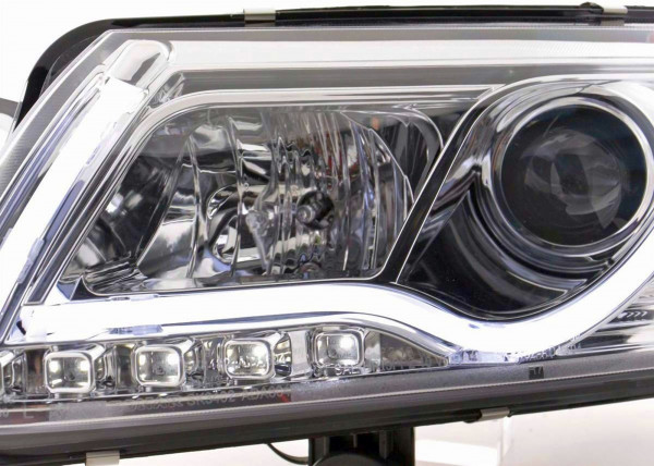 LED Light Tube Tagfahrlicht Scheinwerfer in chrom für Audi A6 C6 4F 04.2004-2008